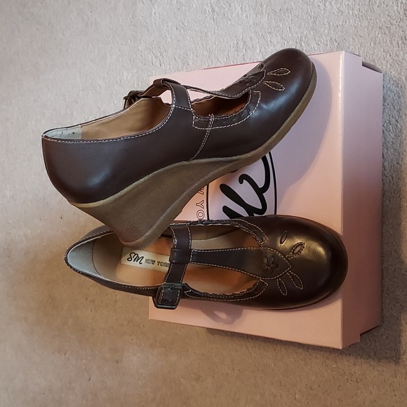 SM New York Vintage Retro T-Strap Wedges - Picture 5 of 10